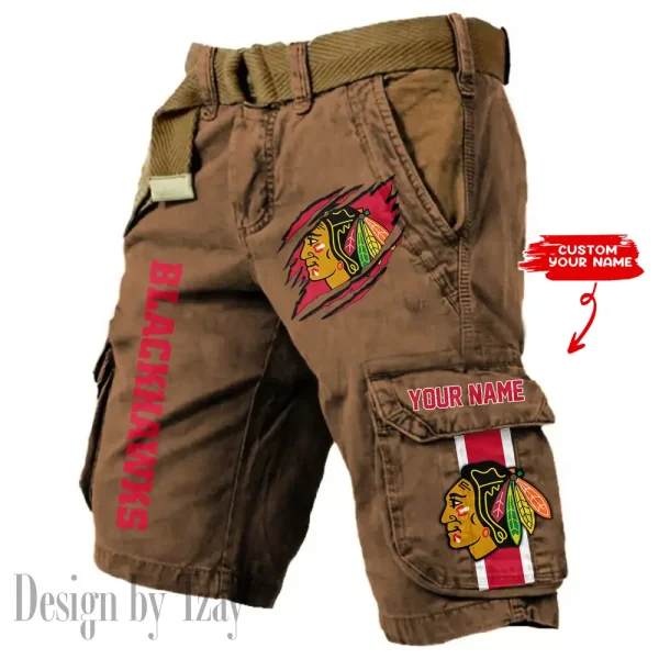 Chicago Blackhawks Pocket Print Cargo Shorts (Belt Not Included) trending 2025 S9MCS372 - Image 4