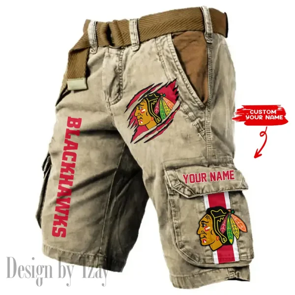 Chicago Blackhawks Pocket Print Cargo Shorts (Belt Not Included) trending 2025 S9MCS372 - Image 5