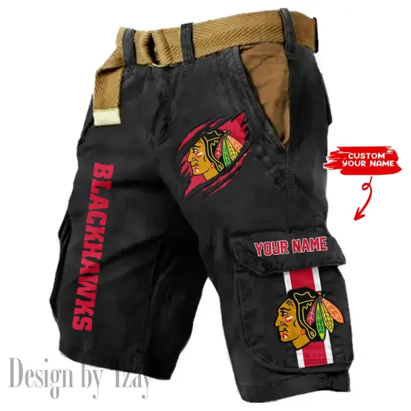 Chicago Blackhawks Pocket Print Cargo Shorts (Belt Not Included) trending 2025 S9MCS372 - Image 6