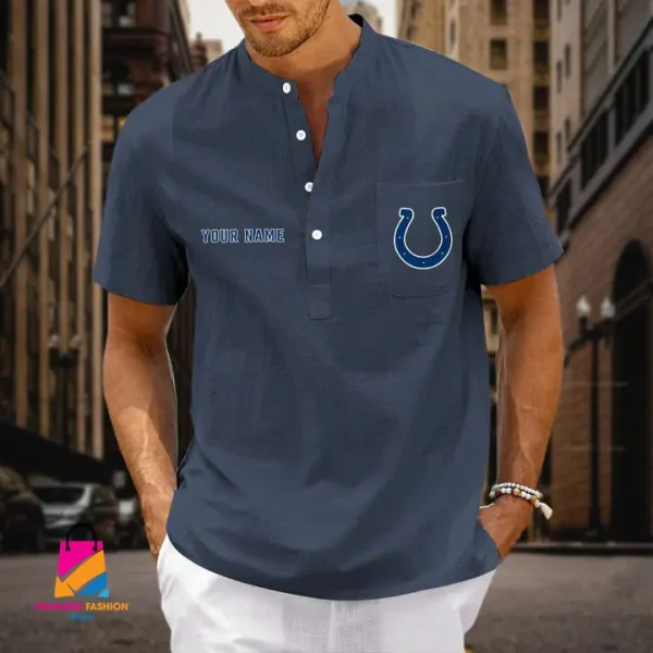 Indianapolis Colts Men Cotton Linen Short Sleeves Shirt SPTSSBBCCL001 - Image 8