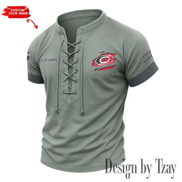 Carolina Hurricanes Men Casual Lace-up Short Sleeve T-shirt New Design 2025 SPTMLUSTS069 - Image 2