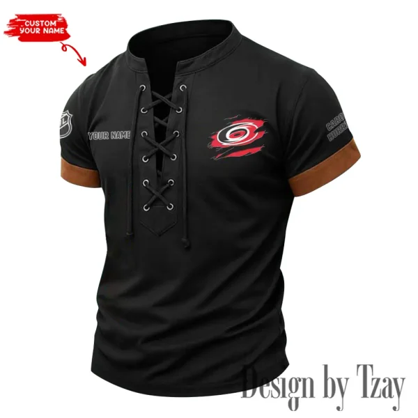 Carolina Hurricanes Men Casual Lace-up Short Sleeve T-shirt New Design 2025 SPTMLUSTS069 - Image 3