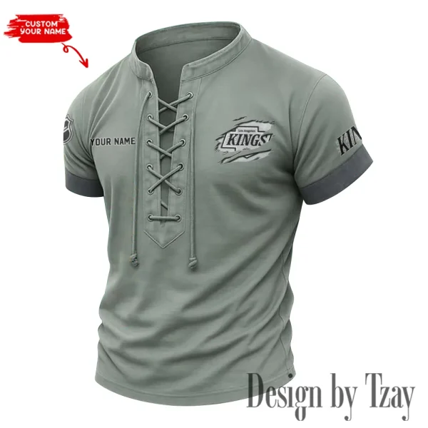 Los Angeles Kings Men Casual Lace-up Short Sleeve T-shirt New Design 2025 SPTMLUSTS077 - Image 3