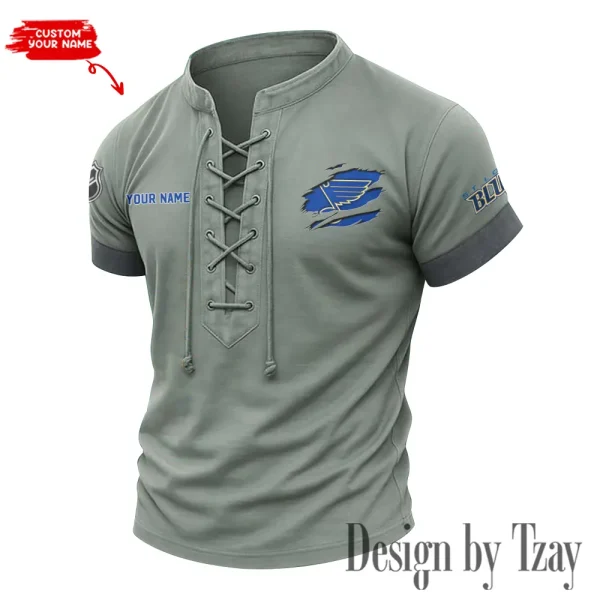 St Louis Blues Men Casual Lace-up Short Sleeve T-shirt New Design 2025 SPTMLUSTS089 - Image 2