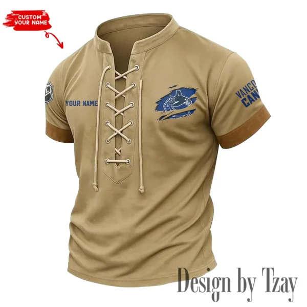 Vancouver Canucks Men Casual Lace-up Short Sleeve T-shirt New Design 2025 SPTMLUSTS093