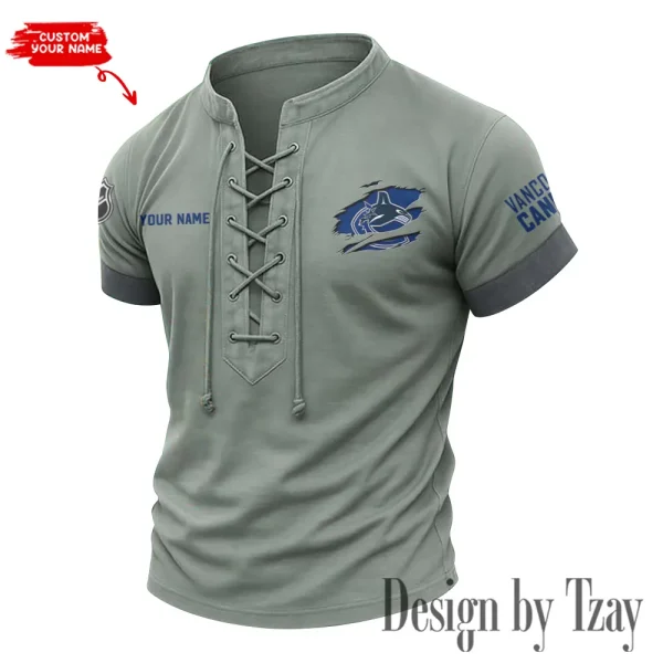 Vancouver Canucks Men Casual Lace-up Short Sleeve T-shirt New Design 2025 SPTMLUSTS093 - Image 3
