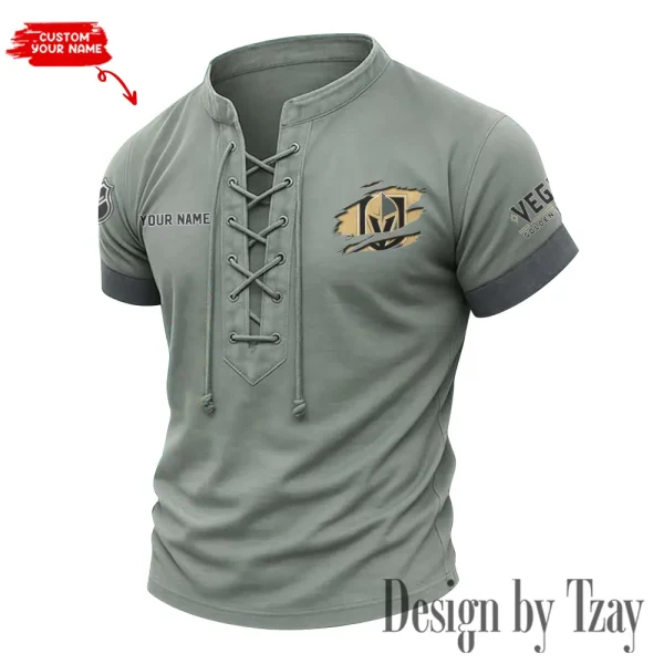 Vegas Golden Knights Men Casual Lace-up Short Sleeve T-shirt New Design 2025 SPTMLUSTS094
