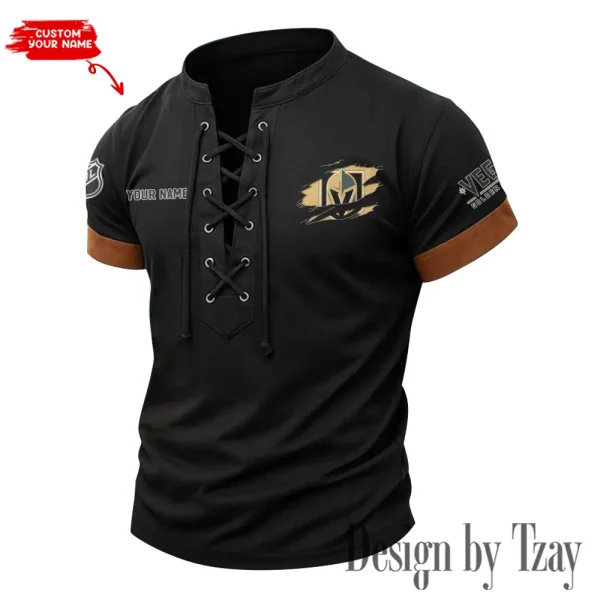 Vegas Golden Knights Men Casual Lace-up Short Sleeve T-shirt New Design 2025 SPTMLUSTS094 - Image 2