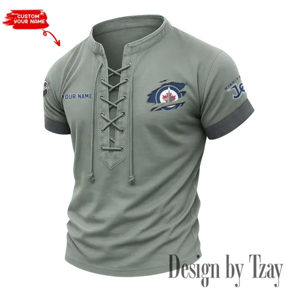 Winnipeg Jets Men Casual Lace-up Short Sleeve T-shirt New Design 2025 SPTMLUSTS096