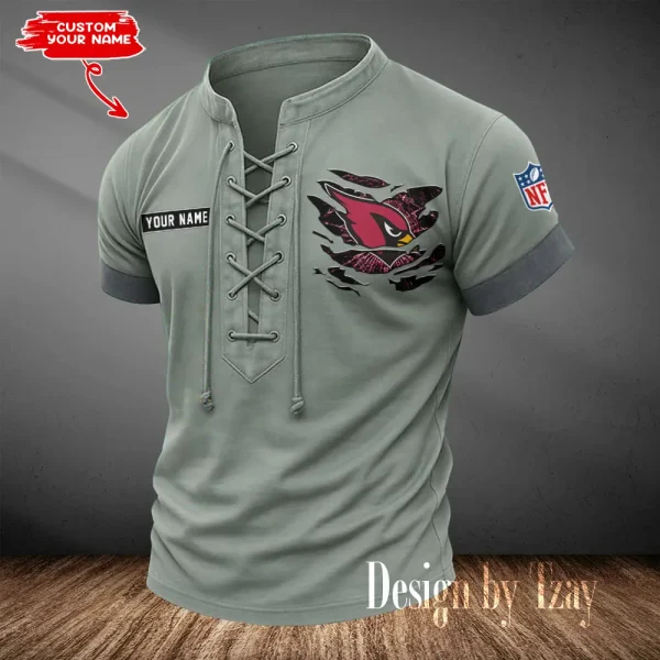 Arizona Cardinals Men Casual Lace-up Short Sleeve T-shirt New Design 2025 SPTMLUSTS097 - Image 2