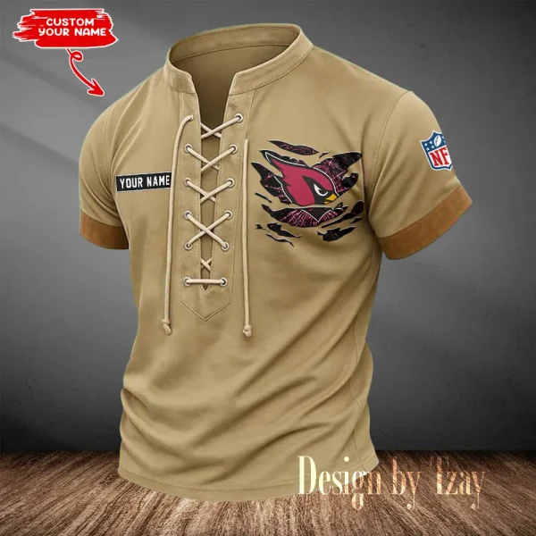 Arizona Cardinals Men Casual Lace-up Short Sleeve T-shirt New Design 2025 SPTMLUSTS097 - Image 3