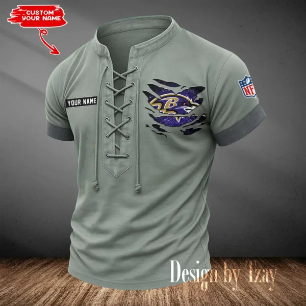 Baltimore Ravens Men Casual Lace-up Short Sleeve T-shirt New Design 2025 SPTMLUSTS099 - Image 2