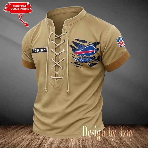 Buffalo Bills Men Casual Lace-up Short Sleeve T-shirt New Design 2025 SPTMLUSTS100