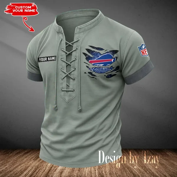Buffalo Bills Men Casual Lace-up Short Sleeve T-shirt New Design 2025 SPTMLUSTS100 - Image 2