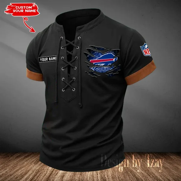 Buffalo Bills Men Casual Lace-up Short Sleeve T-shirt New Design 2025 SPTMLUSTS100 - Image 3