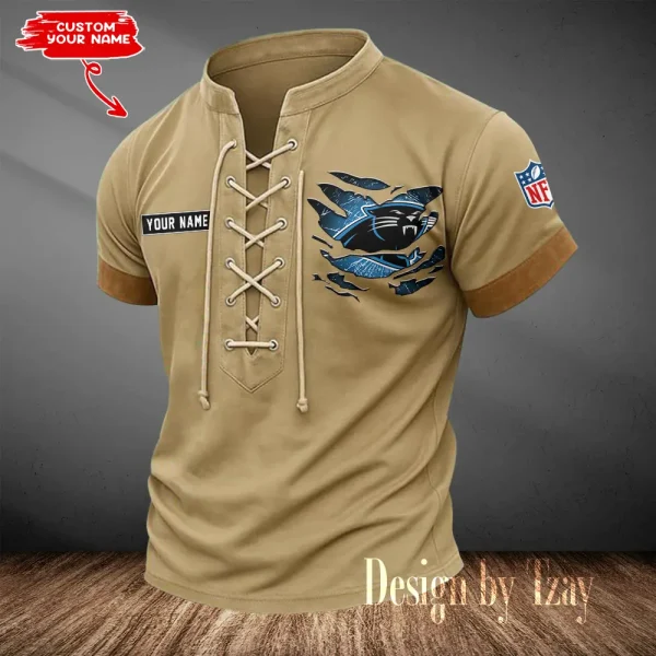 Carolina Panthers Men Casual Lace-up Short Sleeve T-shirt New Design 2025 SPTMLUSTS101 - Image 3