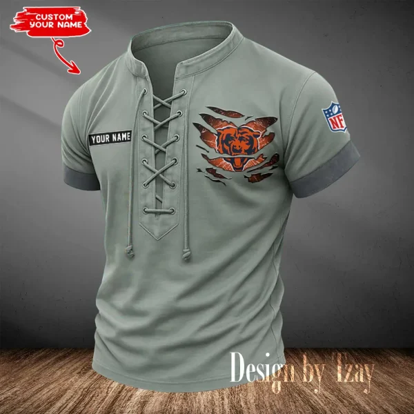 Chicago Bears Men Casual Lace-up Short Sleeve T-shirt New Design 2025 SPTMLUSTS102 - Image 2