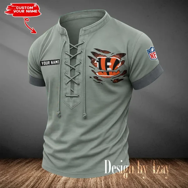 Cincinnati Bengals Men Casual Lace-up Short Sleeve T-shirt New Design 2025 SPTMLUSTS103 - Image 3