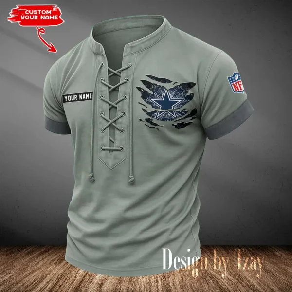 Dallas Cowboys Men Casual Lace-up Short Sleeve T-shirt New Design 2025 SPTMLUSTS105 - Image 3
