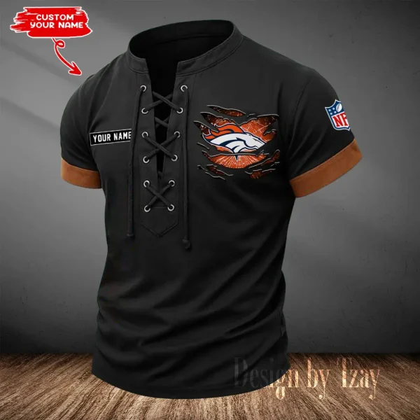 Denver Broncos Men Casual Lace-up Short Sleeve T-shirt New Design 2025 SPTMLUSTS106 - Image 3