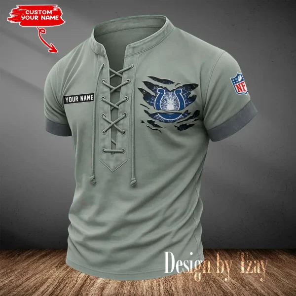 Indianapolis Colts Men Casual Lace-up Short Sleeve T-shirt New Design 2025 SPTMLUSTS110 - Image 2