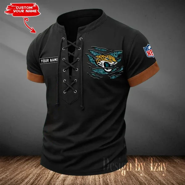 Jacksonville Jaguars Men Casual Lace-up Short Sleeve T-shirt New Design 2025 SPTMLUSTS111