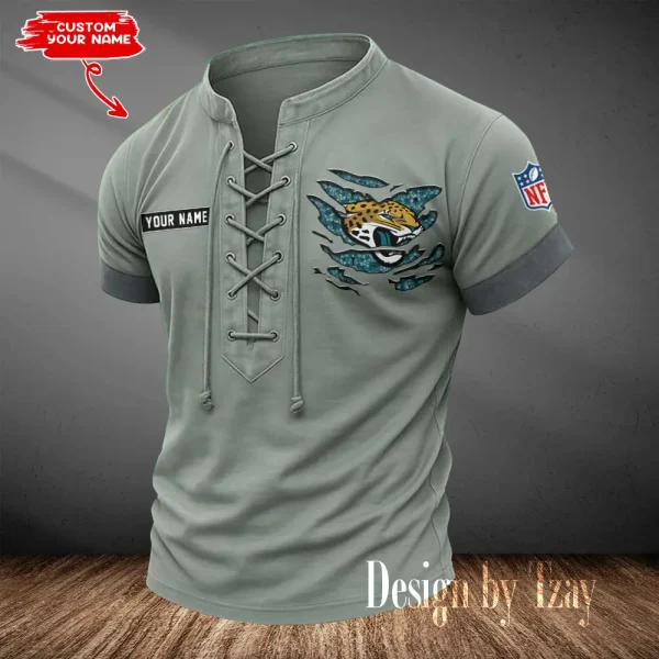 Jacksonville Jaguars Men Casual Lace-up Short Sleeve T-shirt New Design 2025 SPTMLUSTS111 - Image 2