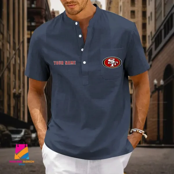 San Francisco 49ers Men Cotton Linen Short Sleeves Shirt SPTSSBBCCL002 - Image 3