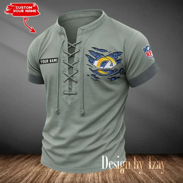 Los Angeles Rams Men Casual Lace-up Short Sleeve T-shirt New Design 2025 SPTMLUSTS115 - Image 2