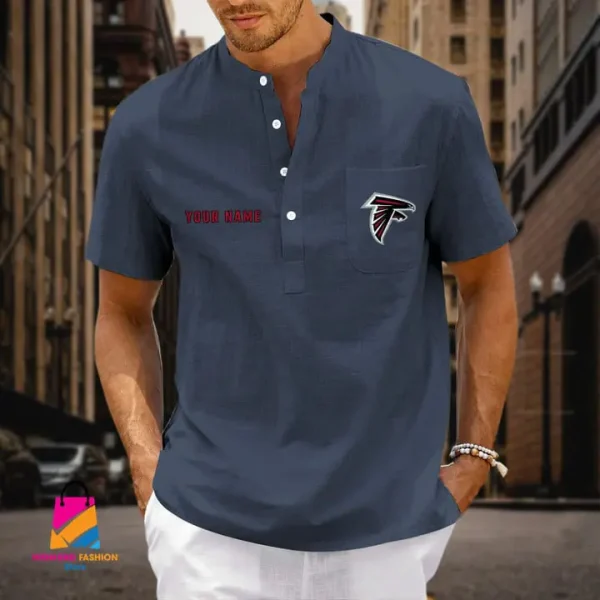 Atlanta Falcons Men Cotton Linen Short Sleeves Shirt SPTSSBBCCL008 - Image 2