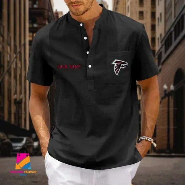 Atlanta Falcons Men Cotton Linen Short Sleeves Shirt SPTSSBBCCL008