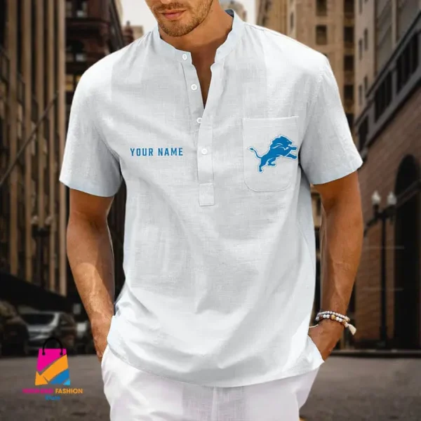 Detroit Lions Men Cotton Linen Short Sleeves Shirt SPTSSBBCCL011 - Image 8