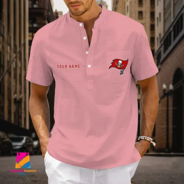 Tampa Bay Buccaneers Men Cotton Linen Short Sleeves Shirt SPTSSBBCCL015 - Image 5
