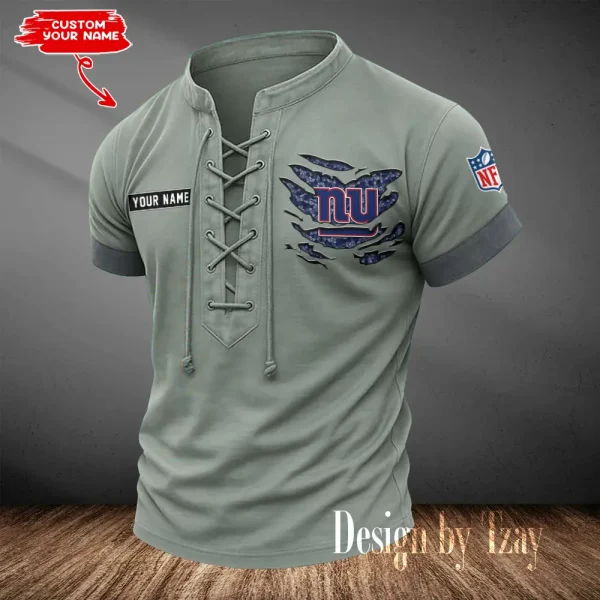 New York Giants Men Casual Lace-up Short Sleeve T-shirt New Design 2025 SPTMLUSTS120 - Image 2