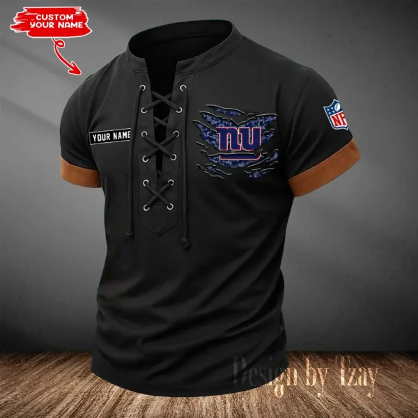 New York Giants Men Casual Lace-up Short Sleeve T-shirt New Design 2025 SPTMLUSTS120 - Image 3