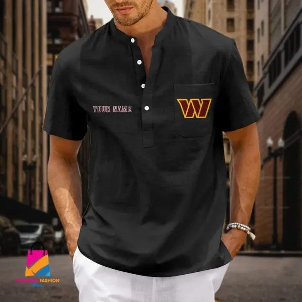 Washington Commanders Men Cotton Linen Short Sleeves Shirt SPTSSBBCCL017 - Image 2