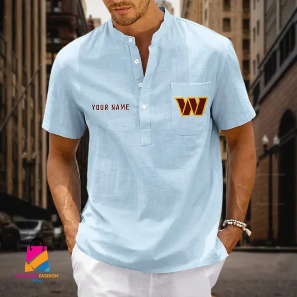 Washington Commanders Men Cotton Linen Short Sleeves Shirt SPTSSBBCCL017 - Image 5