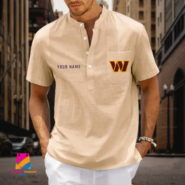 Washington Commanders Men Cotton Linen Short Sleeves Shirt SPTSSBBCCL017 - Image 8