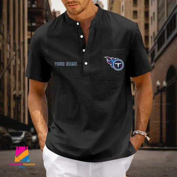 Tennessee Titans Men Cotton Linen Short Sleeves Shirt SPTSSBBCCL020 - Image 2