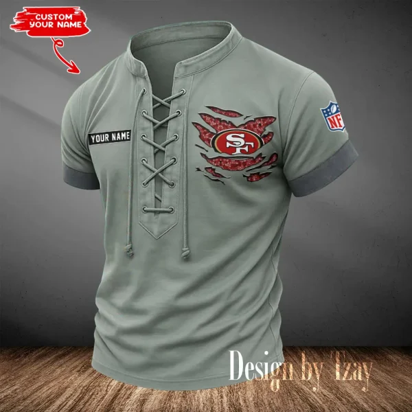 San Francisco 49ers Men Casual Lace-up Short Sleeve T-shirt New Design 2025 SPTMLUSTS124 - Image 2