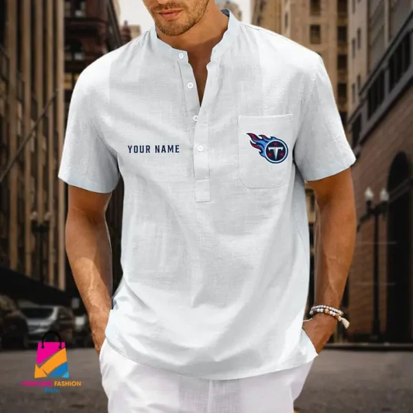 Tennessee Titans Men Cotton Linen Short Sleeves Shirt SPTSSBBCCL020 - Image 8