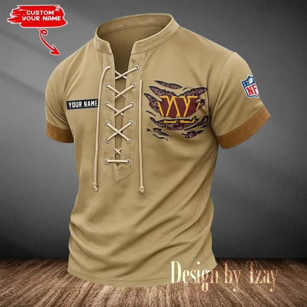Washington Commanders Men Casual Lace-up Short Sleeve T-shirt New Design 2025 SPTMLUSTS126 - Image 3