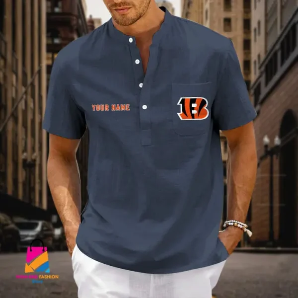 Cincinnati Bengals Men Cotton Linen Short Sleeves Shirt SPTSSBBCCL024 - Image 3