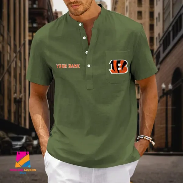 Cincinnati Bengals Men Cotton Linen Short Sleeves Shirt SPTSSBBCCL024 - Image 5