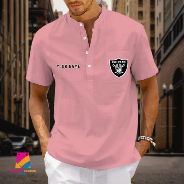 Las Vegas Raiders Men Cotton Linen Short Sleeves Shirt SPTSSBBCCL025 - Image 5