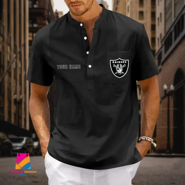 Las Vegas Raiders Men Cotton Linen Short Sleeves Shirt SPTSSBBCCL025 - Image 6