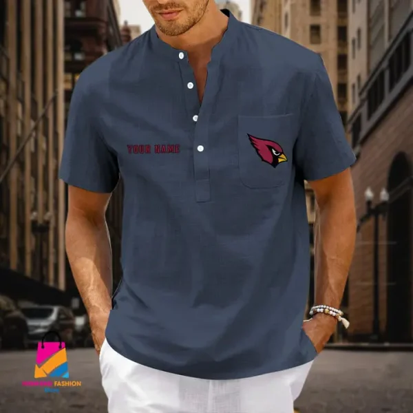 Arizona Cardinals Men Cotton Linen Short Sleeves Shirt SPTSSBBCCL028 - Image 4