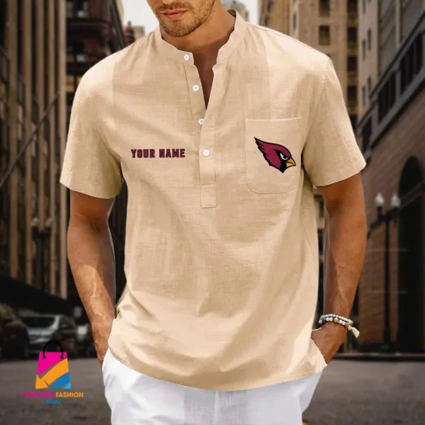Arizona Cardinals Men Cotton Linen Short Sleeves Shirt SPTSSBBCCL028 - Image 7