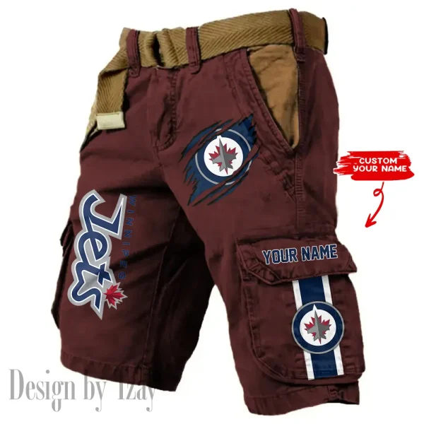 Winnipeg Jets Pocket Print Cargo Shorts (Belt Not Included) trending 2025 S9MCS373