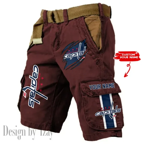 Washington Capitals Pocket Print Cargo Shorts (Belt Not Included) trending 2025 S9MCS374
